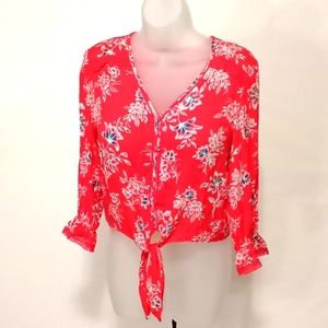 American Rag cie floral tie at the waist top xs